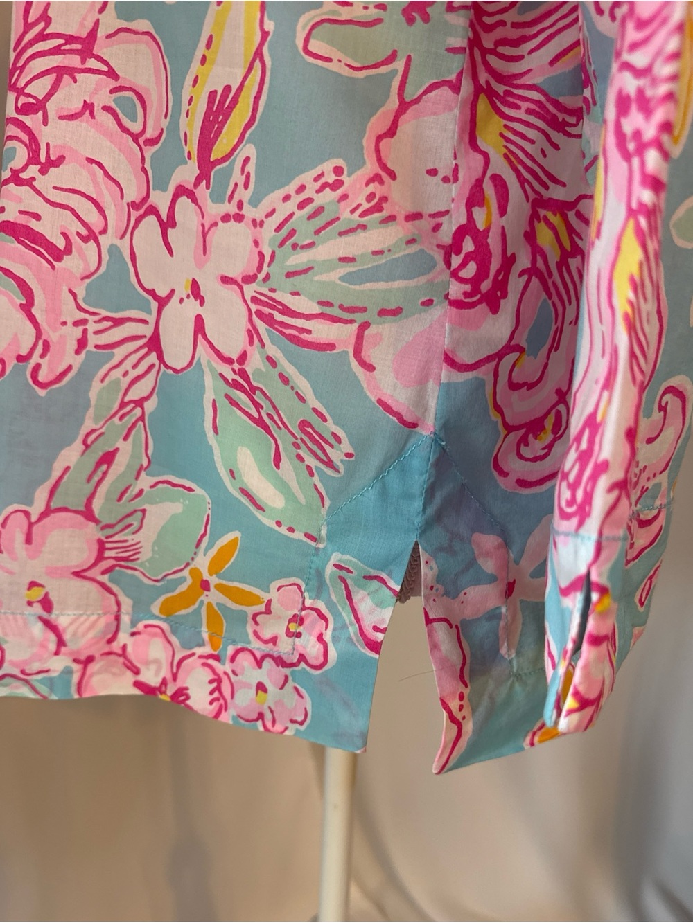 Lilly Pulitzer Pink /Blue Tropical Print Cotton Top - Picture 3 of 5